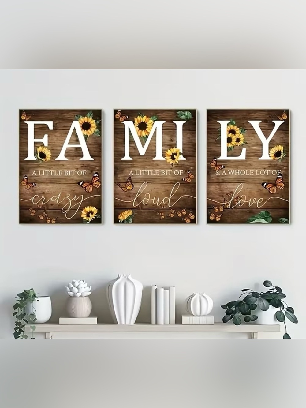 Sunflower Family Wall Art - Rustic Brown and Yellow Home Decor
